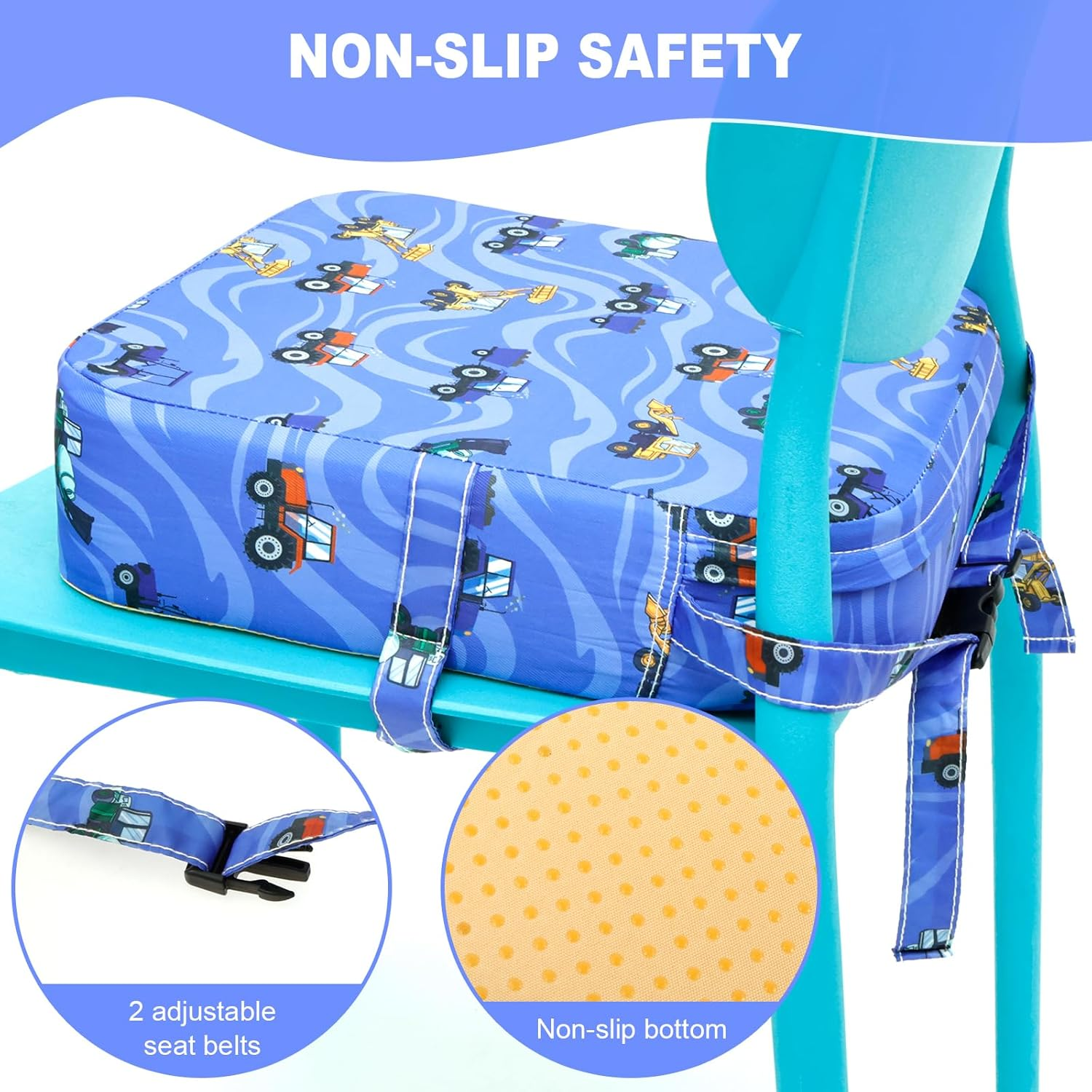 Toddler Booster Seat for Dining Table Chair Increasing Cushion Highchair Seat Pad on the Go Seat Highten Pad Travel Storage Chair Portable Kids Booster Seat for Toddlers Eating (Blue) image number 2