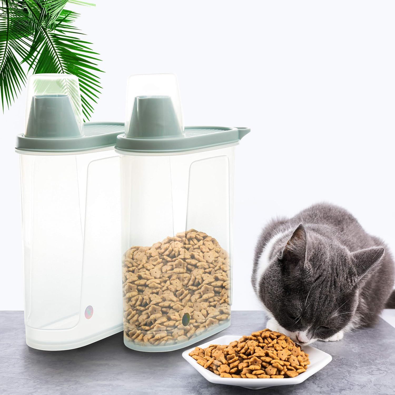 Citylife 2 PCS 2.5 LB Dog Food Containers Small Pet Cat Food Storage Container Pour Spout Measuring Cup Bird Dry Food Dispenser with Lid image number 6