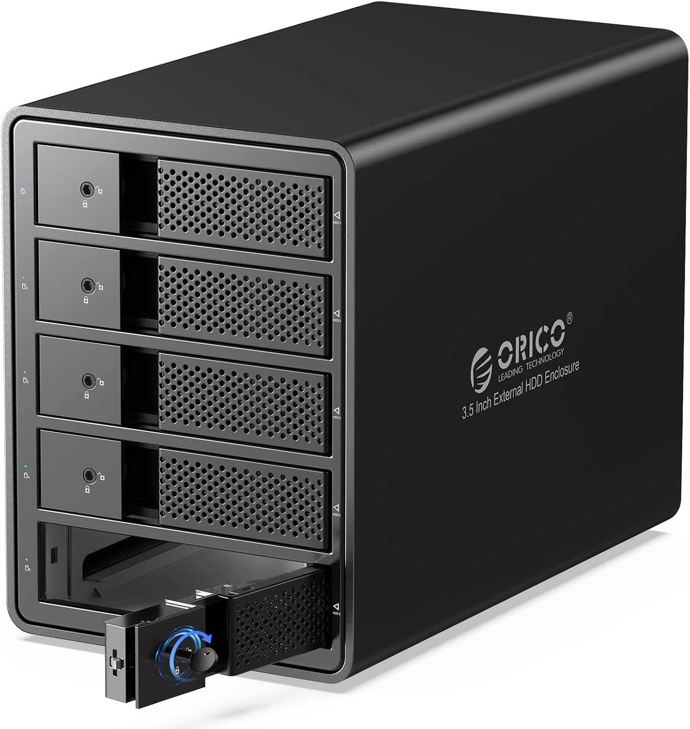 ORICO 5 Bay USB 3.0 to SATA External Hard Drive Enclosure for 3.5 Inch HDD Support 80TB (5 X 16TB) Aluminum Alloy RAID Enclosure Support RAID Mode Storage with Fan Tool Free (5 Bay) image number 6