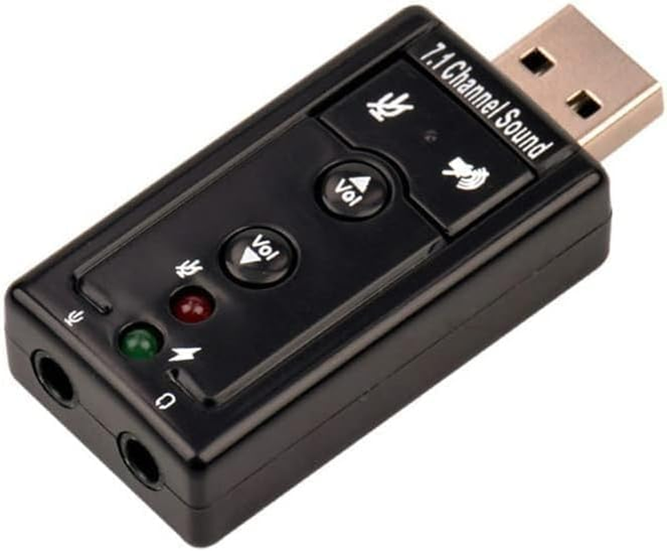 USB 2.0 Sound Card 7.1 3D External Audio Adapter Volume Control Function Keys Microphone Black for Computer Notebook Tablet PC Laptop image number 1