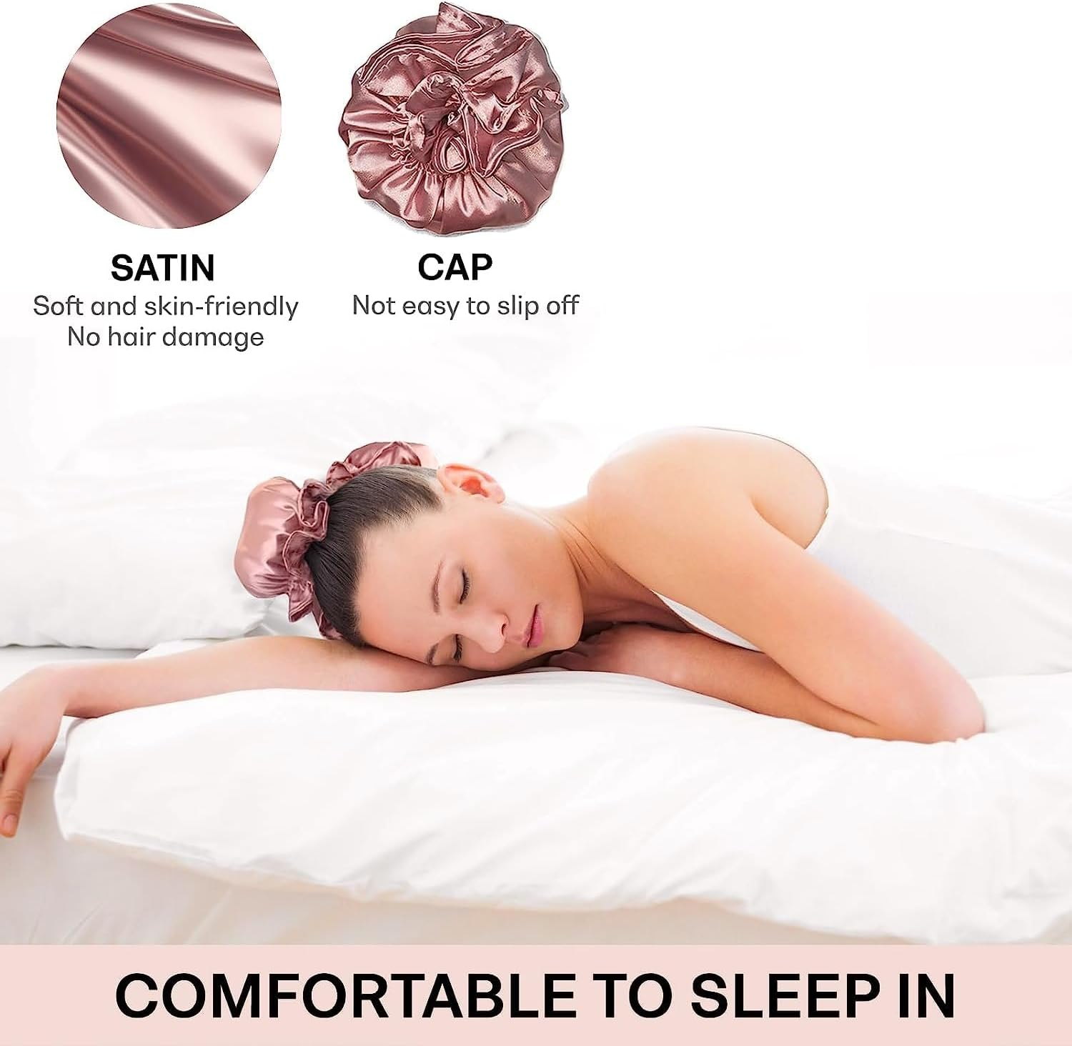 Satin Heatless Hair Curler 2Sets/4Pcs, Pillow Soft Rollers with Hair Caps, Soft Heatless Curling Rod Headband for All Hair Types, Hair Curlers to Sleep in (Black) - Black image number 6