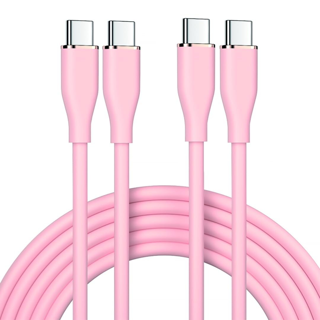 Hexchuang Soft Silicone USB C to USBC Cable 60W Fast Charging Type C Silicone Cord Compatible with 16/15 Pro Max Plus, Galaxy S23 2PACK (Purple, 2M)