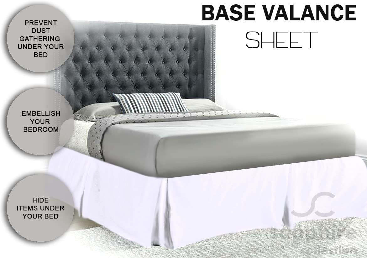 Sapphire Collection PLAIN DYED POLY COTTON PLEATED PLATFORM BASE VALANCE SHEETS (Super King, White) image number 5
