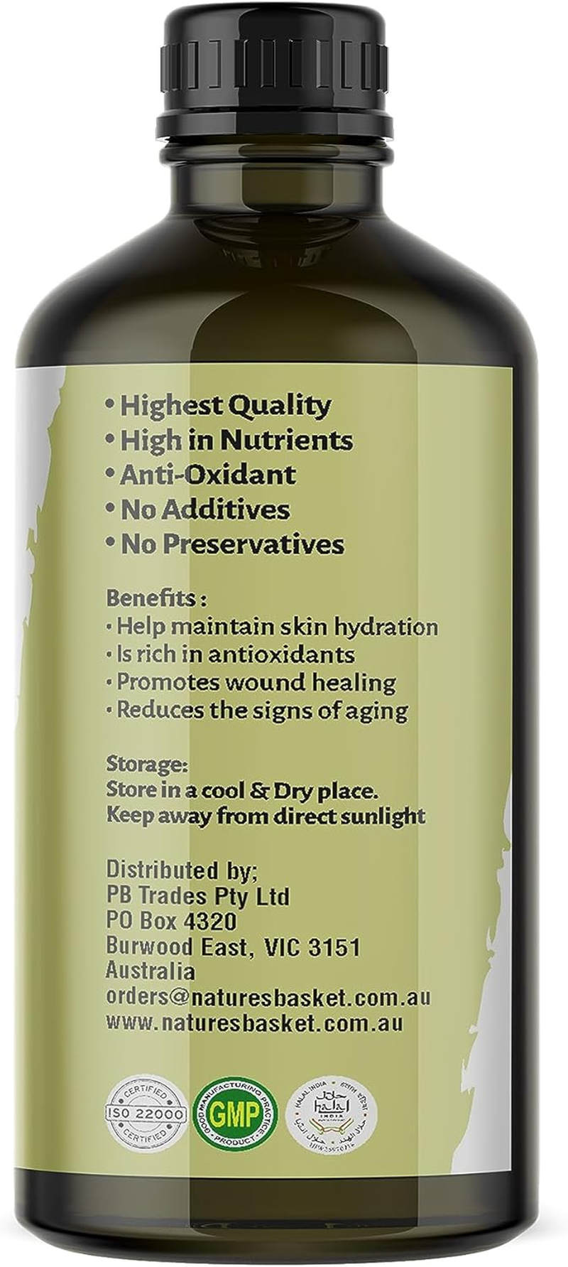 Nature'S Basket Pure Olive Cold Pressed Carrier Oil for Hair & Skin, 100 Ml Helps Strengthen Hair Roots, Deeply Moisturizes Skin, Helps Reduce Wrinkles & Fine Lines, No Alcohol - 100 Ml image number 1