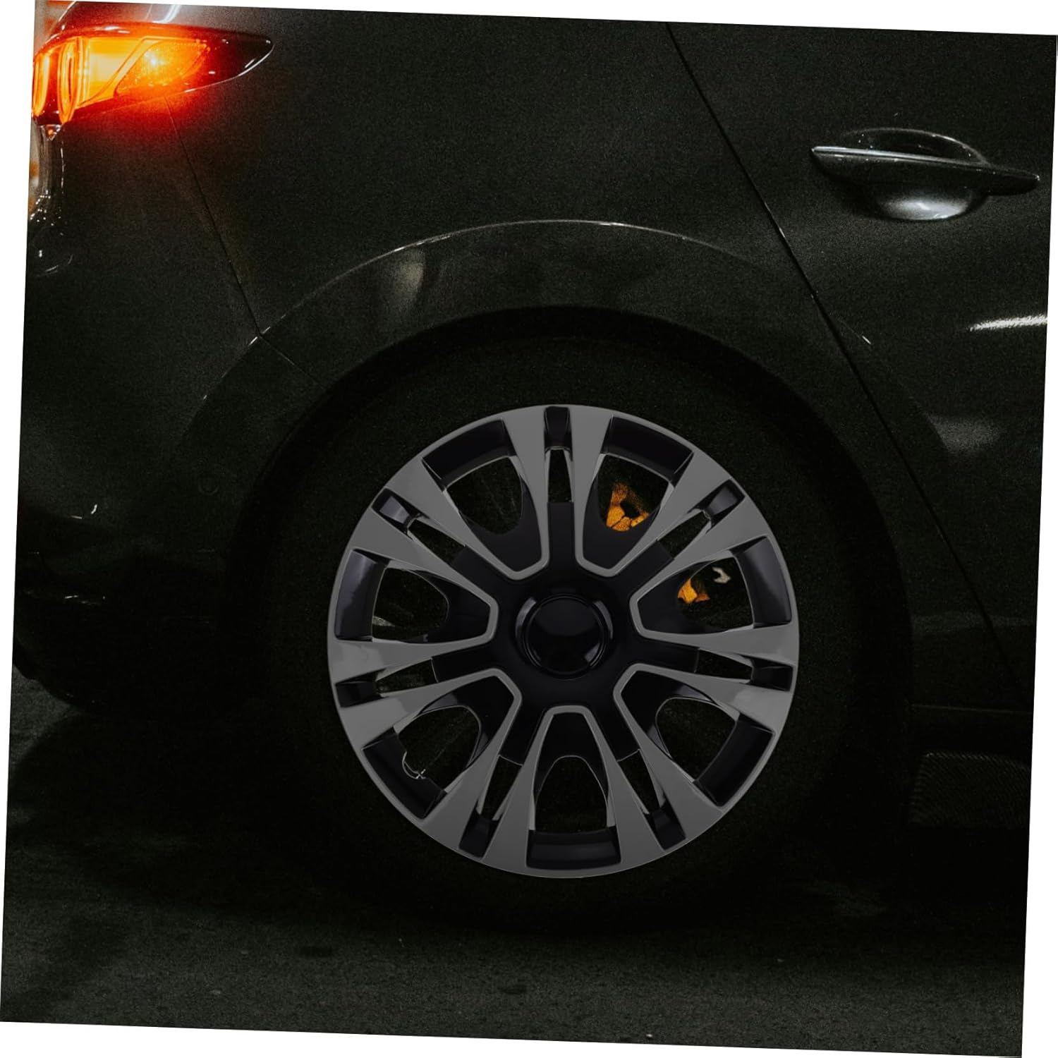 FELTECHELECTR 13 Inch Wheel Hub Covers Universal Fit Silver PP Rim Caps Easy Install Water Splash Guard Car Wheel Decorative Accessories image number 3