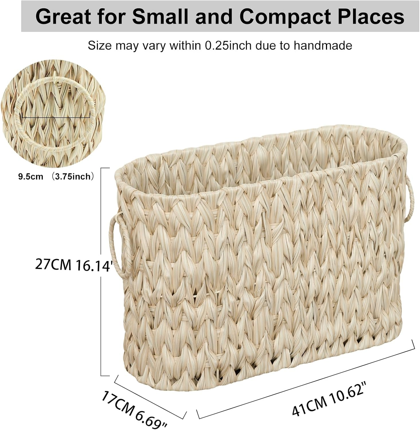 Coeusy Toilet Paper Basket,Boho Decorative Toilet Paper Storage,Large Wicker Basket for Bathroom Storage,Free Standing - Grey image number 7