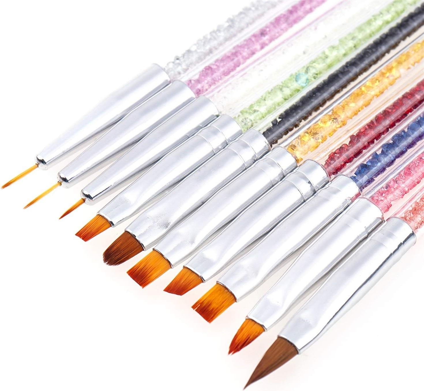 10Pcs/Set Multicolor Nail Art Brush Kit Rhinestone Handle Painting Lines Liner Flower Drawing Pen 16.50X0.50Cm Zhengpingpai image number 2