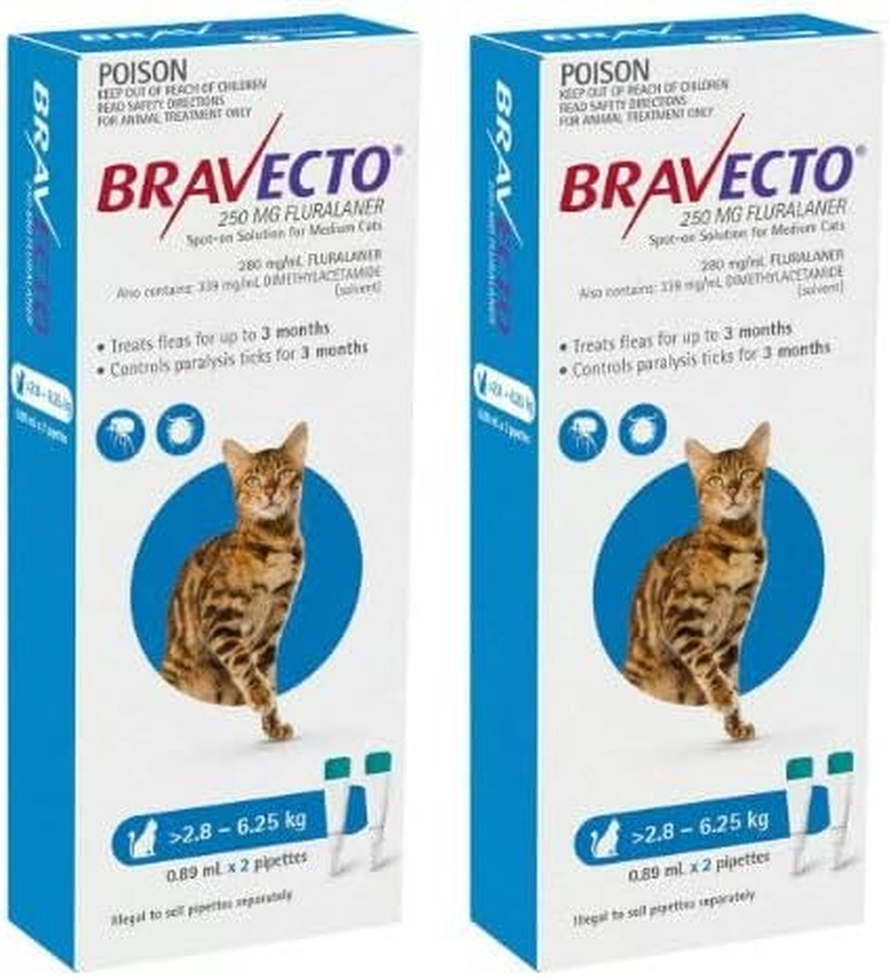 Bravecto Spot on for Cats 2.8-6.25 Kg Blue 4 Pipettes