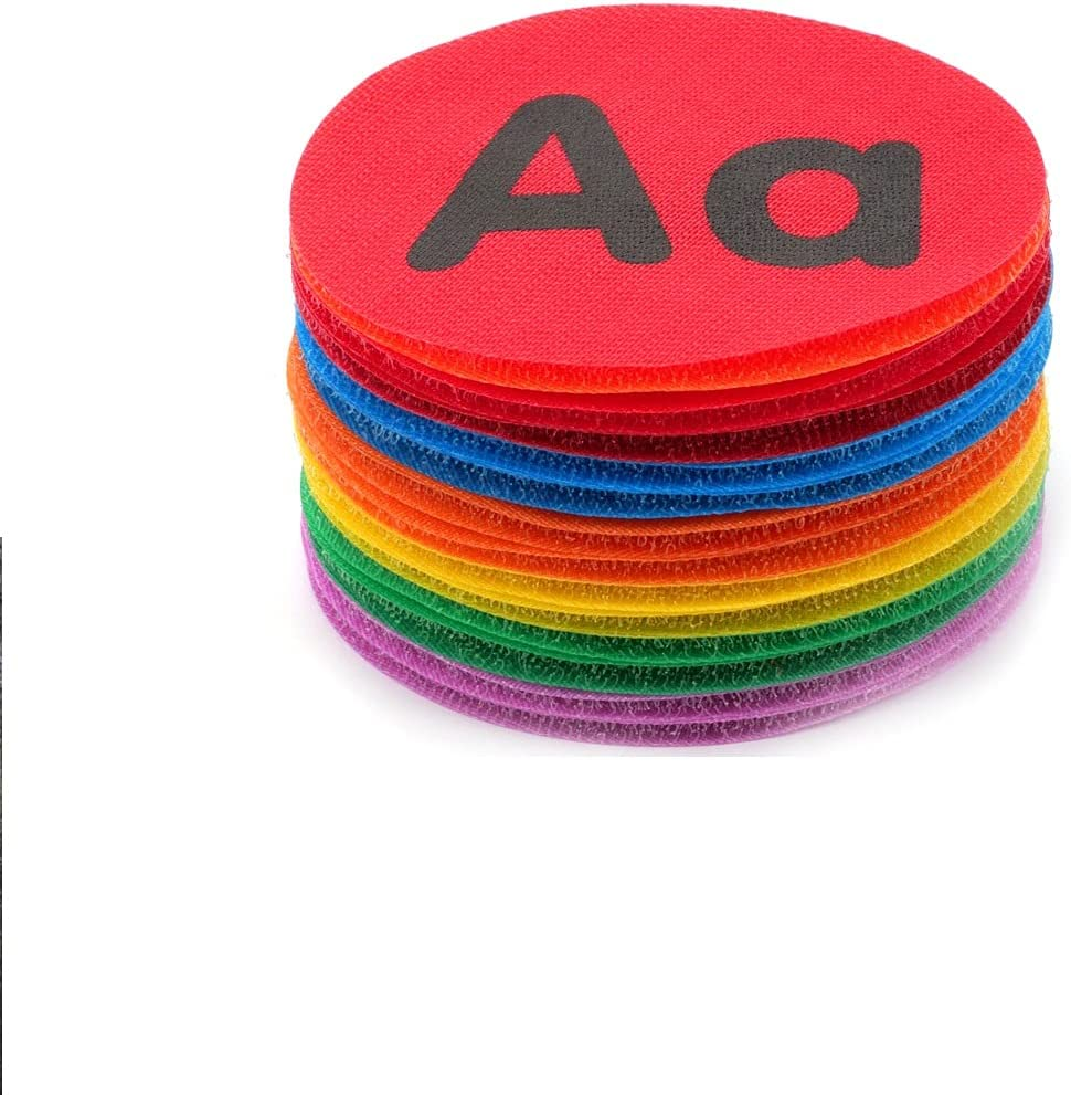 VANANA 26 Pieces English Alphabet Letter Carpet Sticker Sit Magic round Shape Marker Circles Dot for Preschool Kindergarten Game Classroom image number 3