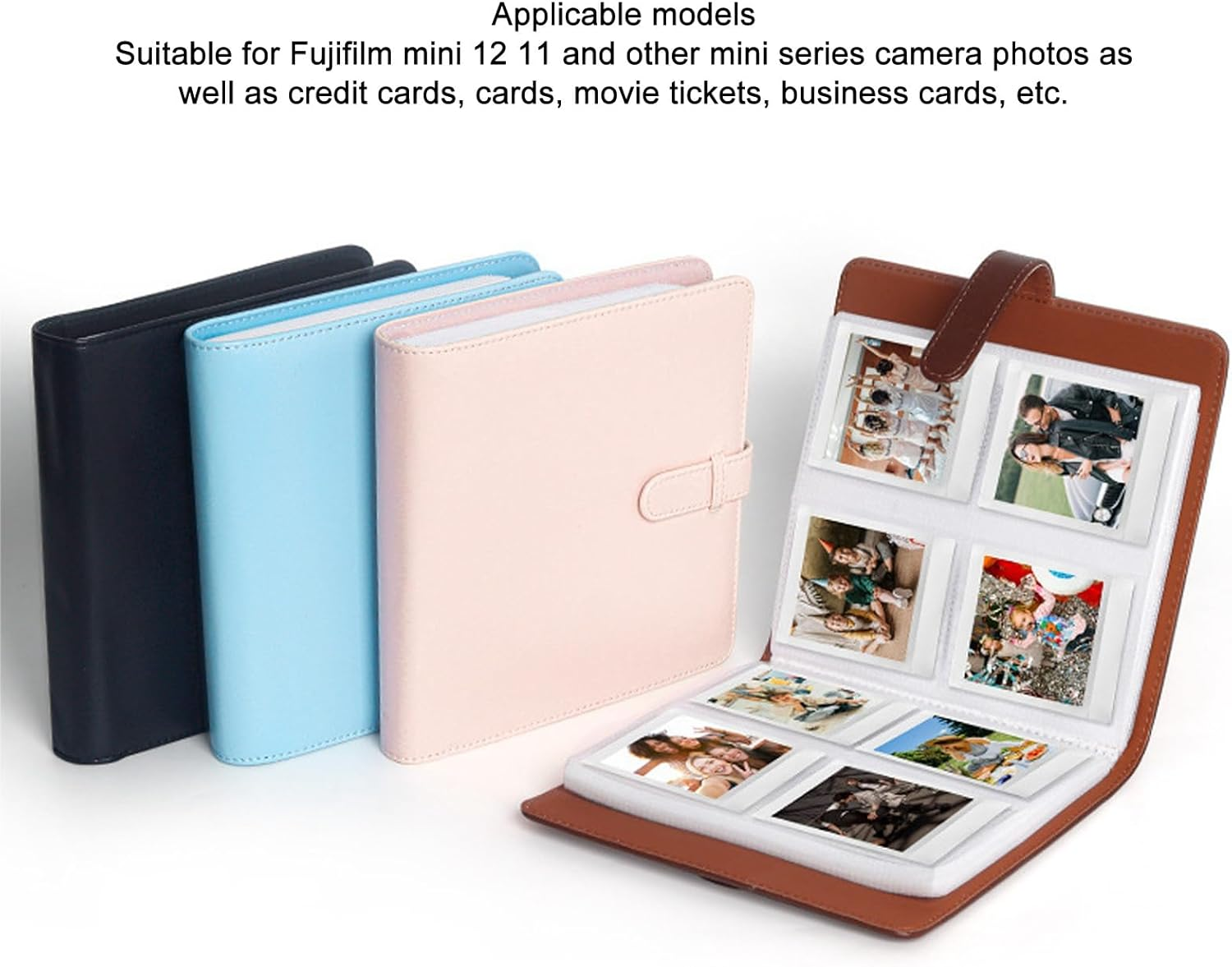 288 Pockets Photo Album for Fujifilm Mini Camera, 3 Inch Album Book PU Leather Photo Album for Mini 12 11 Instant Camera (Brown) image number 2