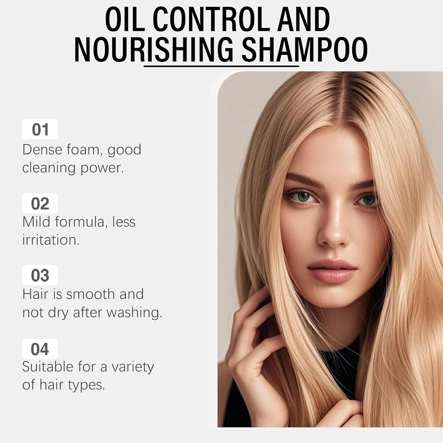 Oil Control Shampoo for Oily Hair & Scalp Care - Deep Cleansing & Moisturizing for Damaged Hair, Anti-Frizz & Repairing for Men and Women (1PCS) image number 4