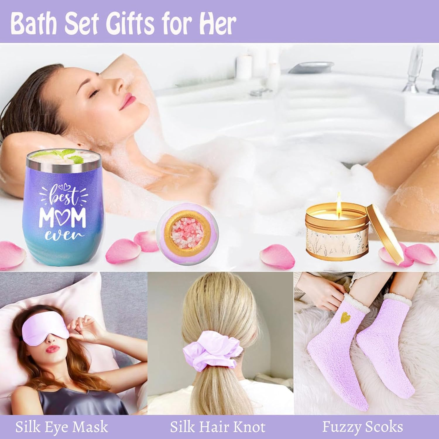 Gifts for Mum, Birthday Hamper Gifts for Mum, Best Mum Ever Set, Relaxing Spa Basket Care Packag Christmas Gifts for Mom image number 2