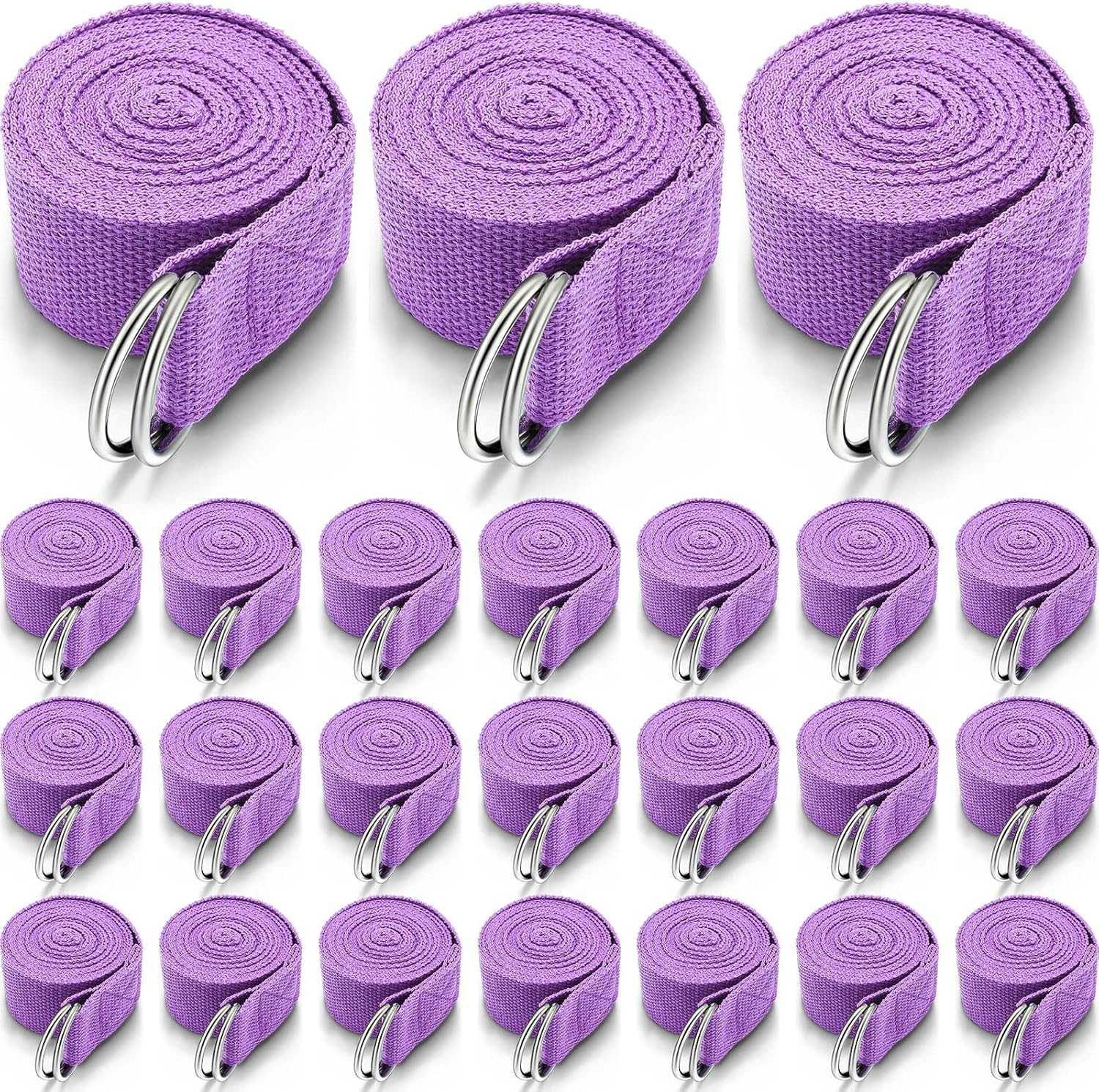 Leyndo 24 Pieces Yoga Strap for Stretching Yoga Exercise Adjustable Straps for Yoga Classes 6 Ft Non Elastic Yoga Belt with Adjustable D Ring Buckle for Pilates Gym Workouts Yoga Fitness - Classic image number 3