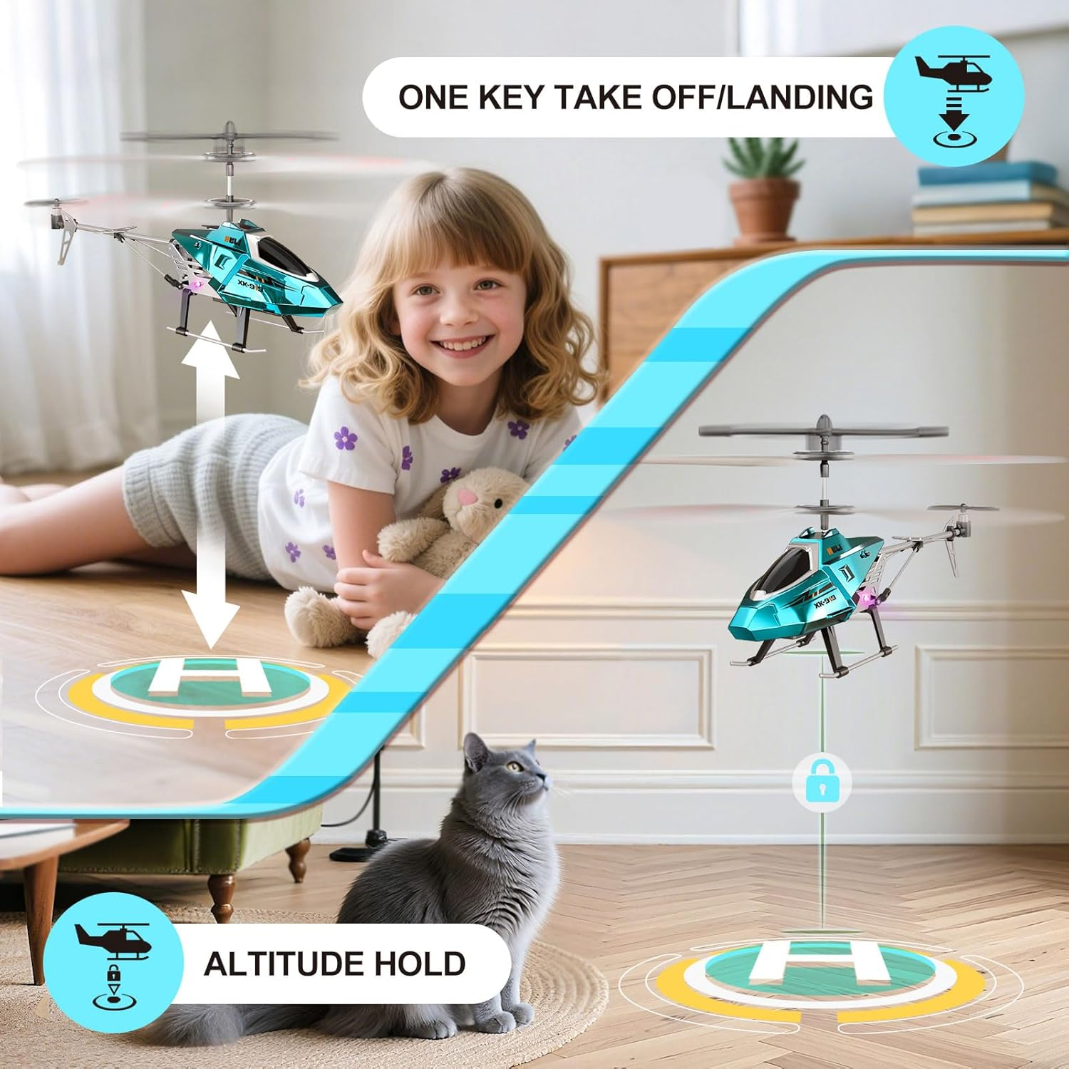 RC Helicopter Remote Control Helicopter, 2.4Ghz RC Plane with LED Lights, One-Key Take Off/Land, Altitude Hold, Easy to Fly, Remote Control Plane Aeroplane Toys Gifts for Kids Boys 8+ image number 1