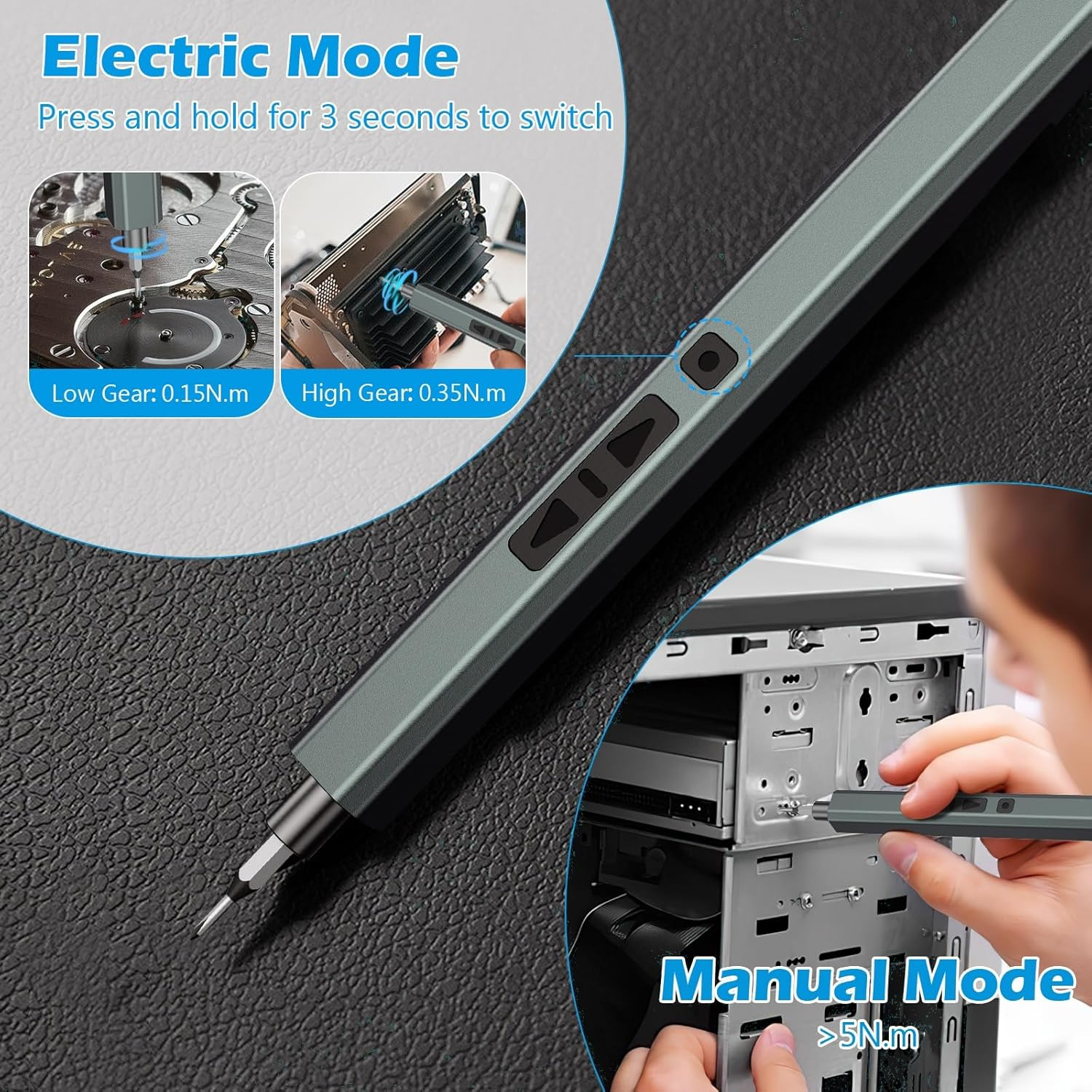 AMIR Electric Screwdriver Set, 33 in 1 Cordless Screwdriver Set with 24 S2 Precision Bits, Electronic Repair Tool Kit with LED Light & Type-C Charge for Phone, Camera, PC, Laptop, Watch image number 2