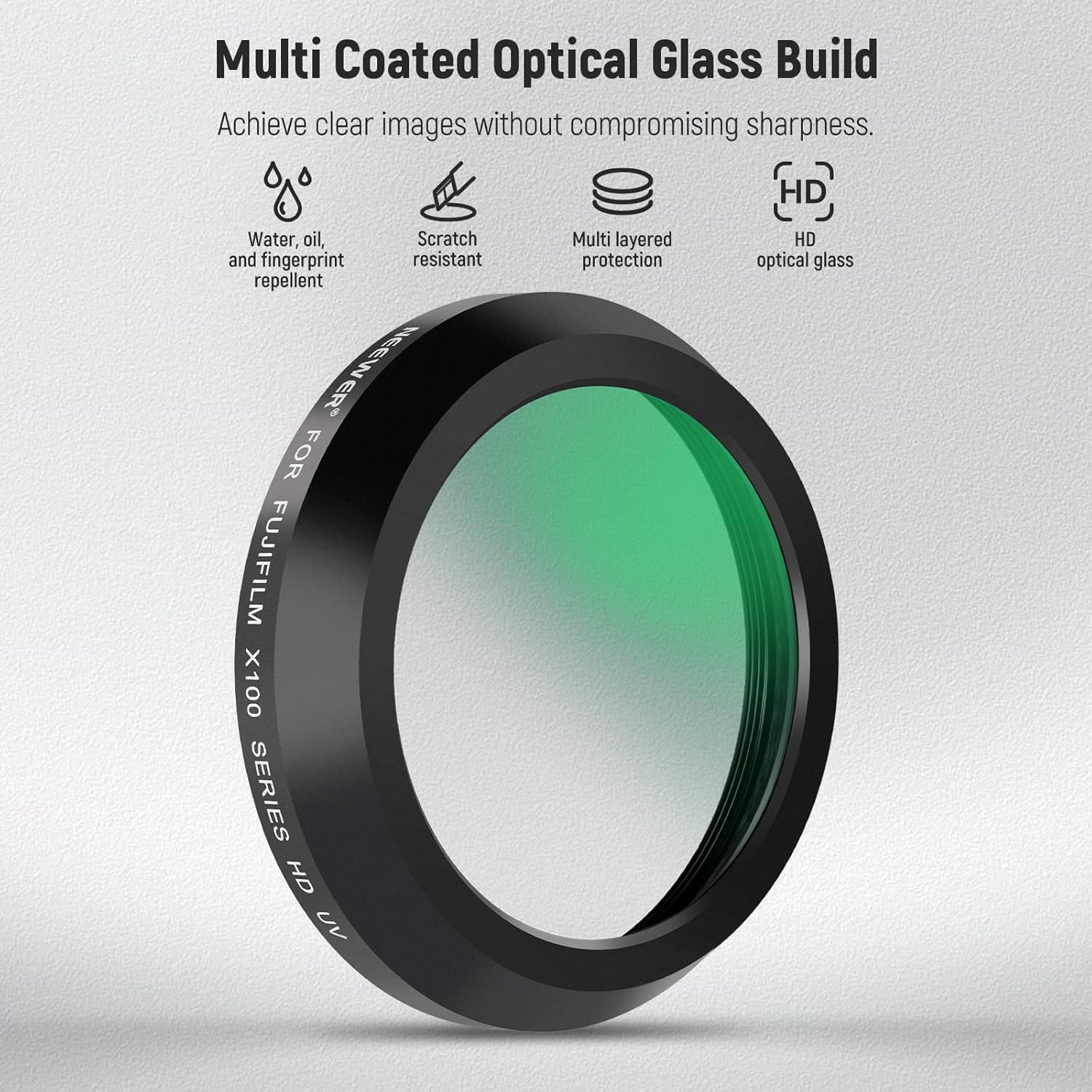 NEEWER UV Protection Filter for X100 Series Cameras, Multi Coated HD Optical Glass Build Lens Filter Accessory Compatible with Fujifilm X100 X100S X100F X100T X100V X100VI Camera (Black Frame) image number 6