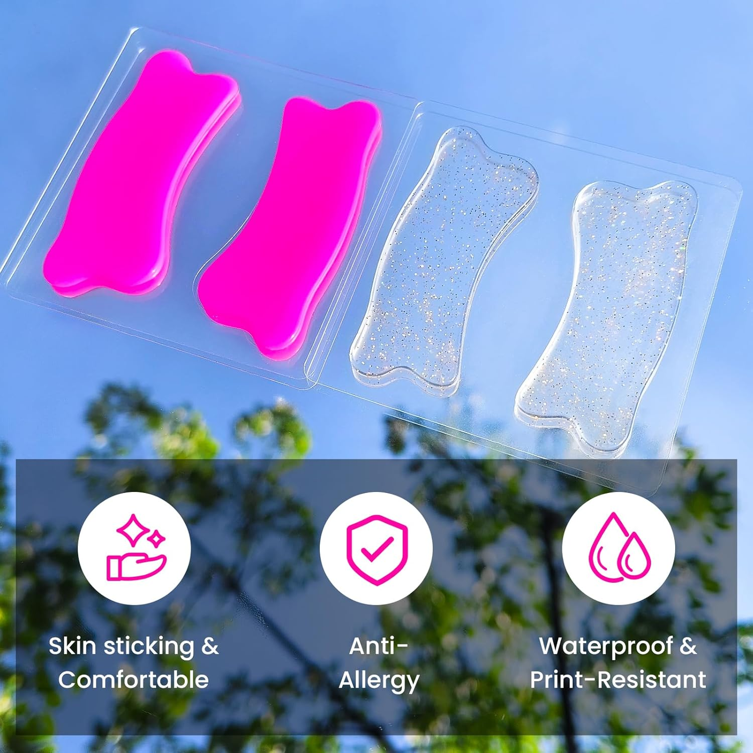 Libeauty under Eye Patch Silicone 4 Pcs for Korean Lash Lift & Lash Extensions Remover, Reusable and Soft Makeup Beauty Tool