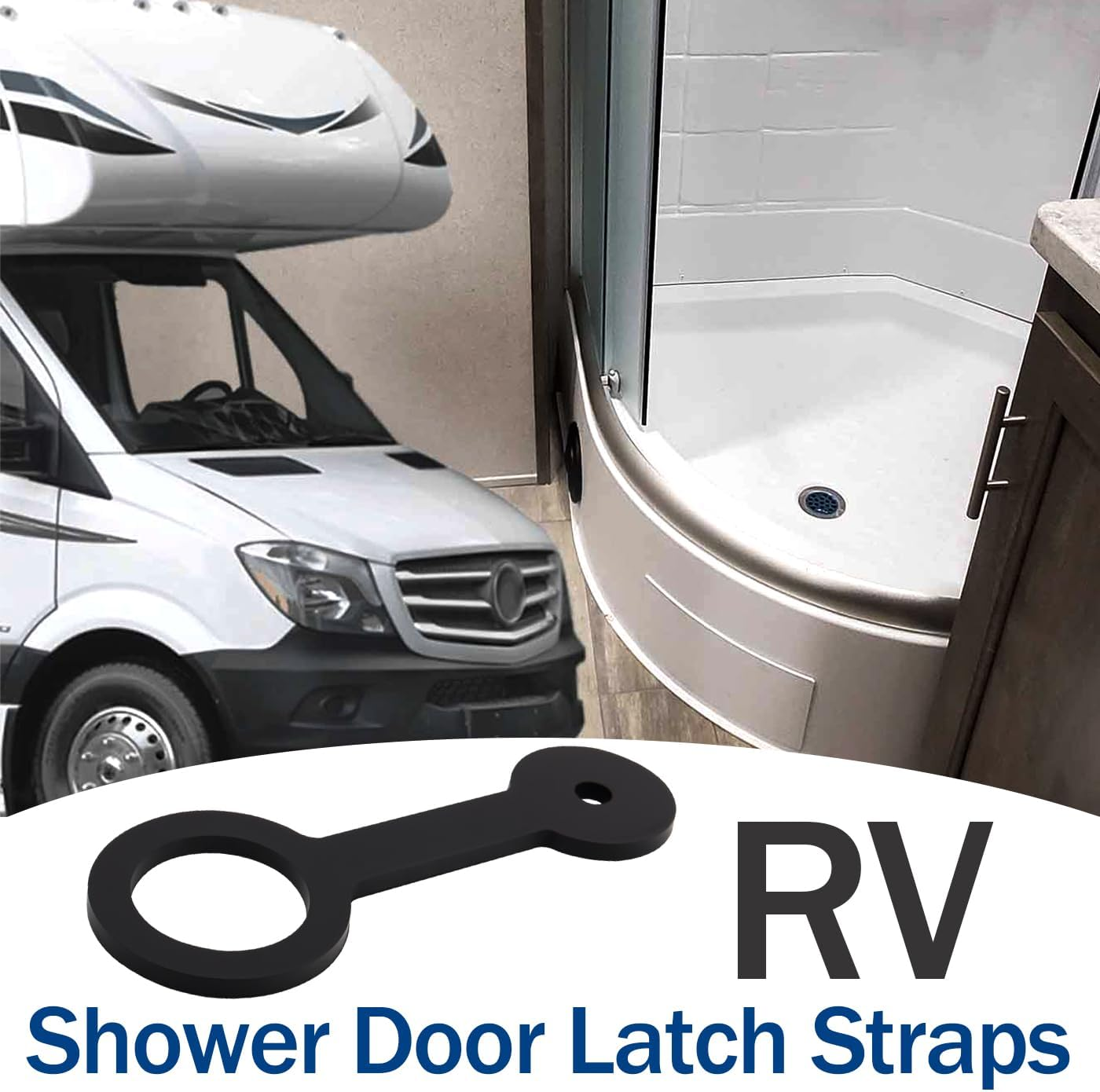 Bestgle 5 Pcs RV Shower Door Travel Latch Strap, 4.5" Silicone RV Camper Bathroom Door Security Lock Straps RV Shower Door Buckle Fit Shower Doors of Camper Travel Trailer Motorhome Third Wheel image number 1