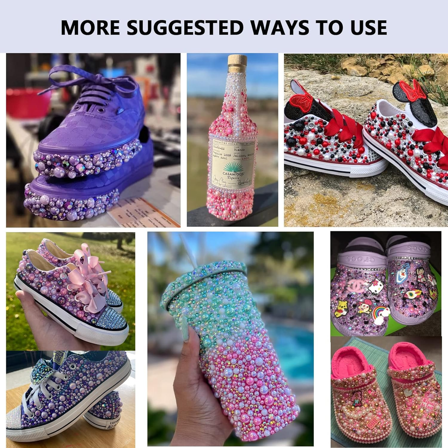 Briskbloom 3620PCS Flatback Pearls and Rhinestones, 60 Grams Mixed 2MM -10MM Flatback Jelly Rhinestones and Half Pearls for Crafts Nails Tumblers Shoes, Pink Marshmallow Blend | Mix White | Pinks image number 5