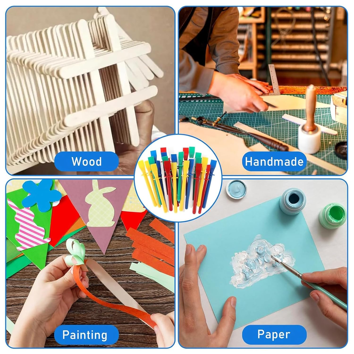 Hunken 30 Pcs Glue Applicator Sticks, Leather Craft Tools, Colored Plastic Glue Smear Sticks, Paint Scraper for PU Leather, DIY Handmade Craft Projects image number 4