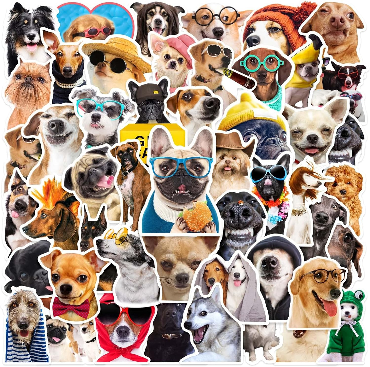 Realistic Puppy Stickers,50 PCS Realistic Dog Graffiti Vinyl Waterproof Decals for Water Bottles Computer Bicycle Skateboard Luggage Phone Pad Laptop Kids Teens Stickers Pack image number 4