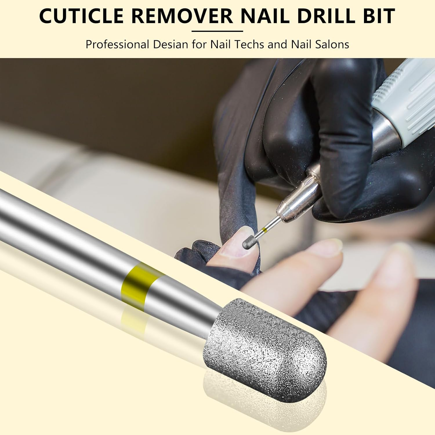 Nail Drill Bit,Cylinder Diamond Carbide Cuticle Remover Bit,3/32" Shank,Professional Diamond Carbide Nail Drill Bit for Acrylic Gel Nails,Home Salon & Diy(Exrta Fine) image number 3