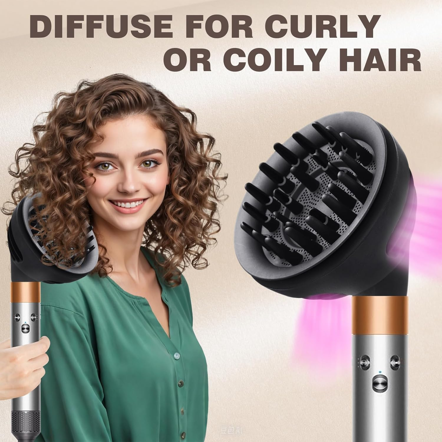 GENCAM Wave and Curl Diffuser Attachment Compatible with Dyson Airwrap Style, Airwrap Curl-Defining Diffuser Compatible with Dyson for Wavy, Curly, and Coily Hair, Enhance Natural Curls image number 3
