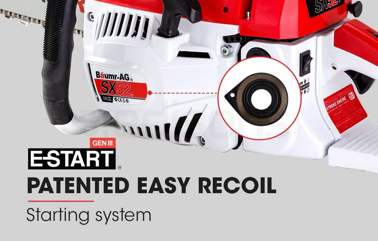 Baumr-Ag 52Cc Petrol Chainsaw, 20 Inch Bar Commercial E-Start Bar Chain Saw Tree Pruning, Pro-Series SX52 image number 5