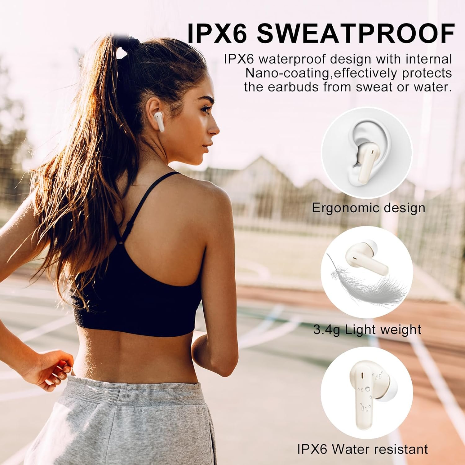 Dinow Wireless Bluetooth Headphones Beige image number 5