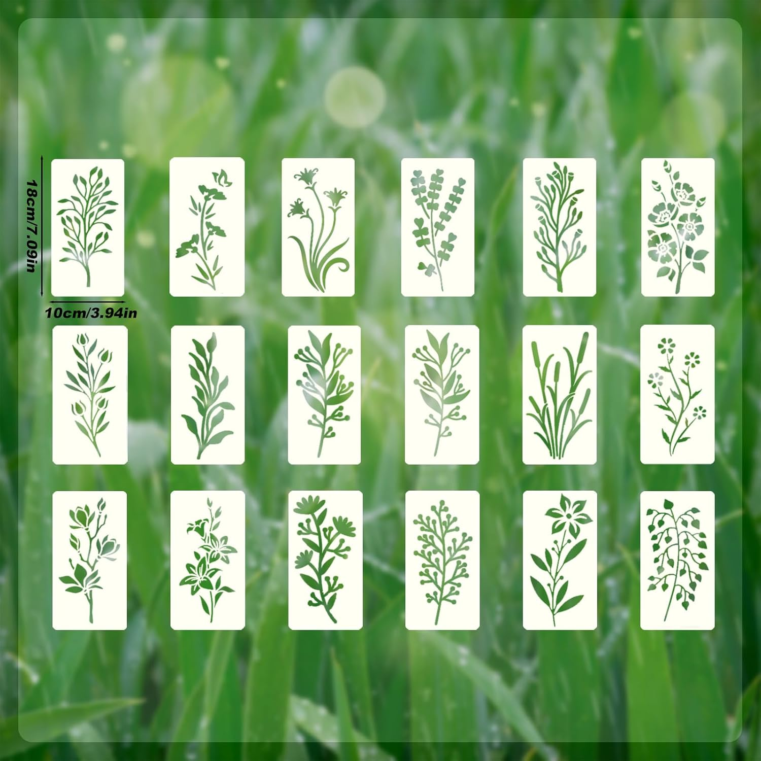 Gosknor 18Pcs Flower Stencils for Painting, Reusable Washable Floral Stencils Flower and Leaf Drawing Templates for Wall Art Wood Craft Spring Home Decoration image number 2