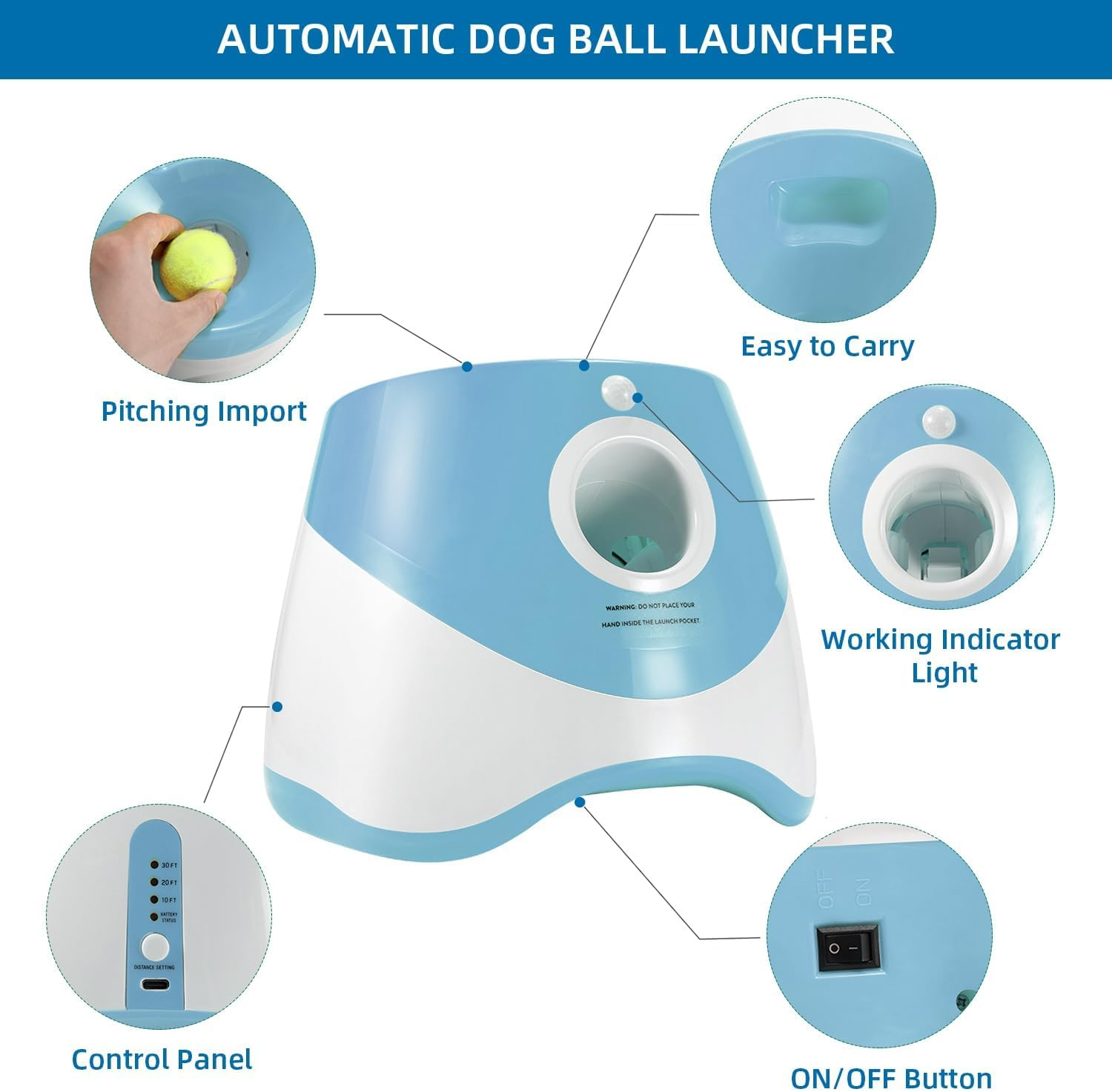 Dog Ball Thrower Launcher,Automatic Ball Launcher for Dogs with 12 Tennis Balls,Thrower Distance 3-9M(10-30Ft), Interactive Dog Fetch Machine for Small Dogs Indoor/Outdoor Playing image number 5