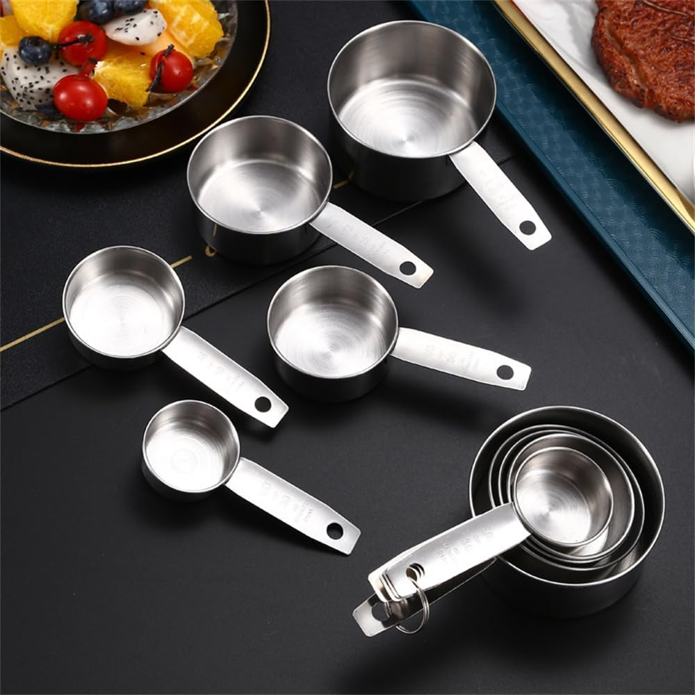 5 Pcs Stainless Steel Measuring Cups and Spoons Set Kitchen Baking Gadget Tools image number 6