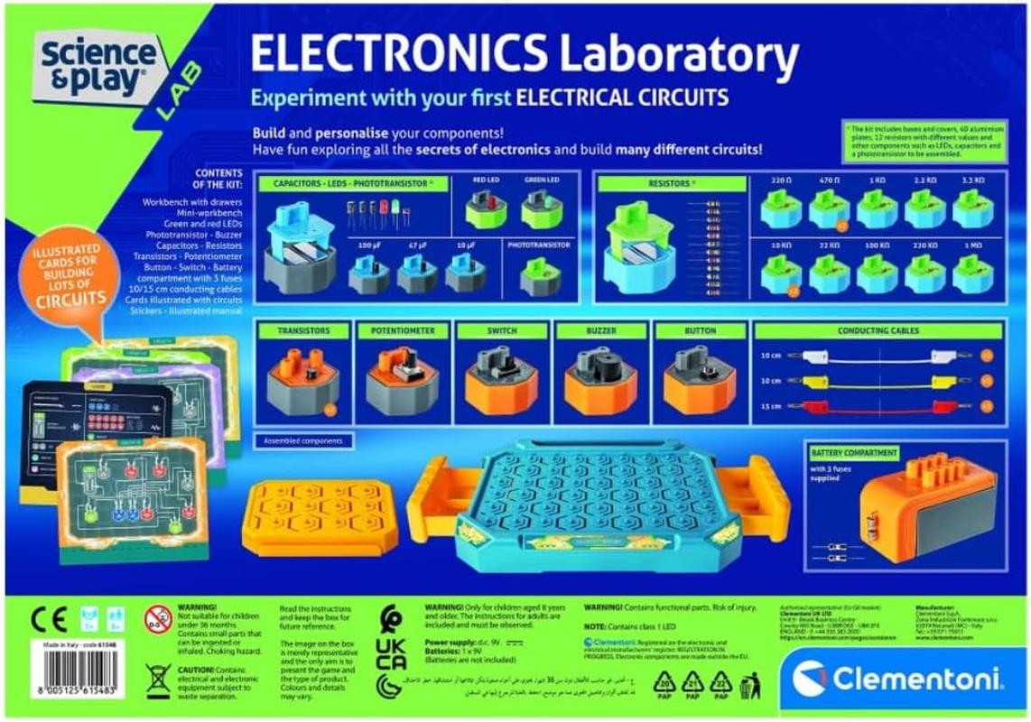 Clementoni - 61548 - Science & Play Lab - Electronic Lab - Educational and Scientific Toys, Science Kit for Kids 8 Years, Stem Toys, Experiment Kit, English Version, Made in Italy