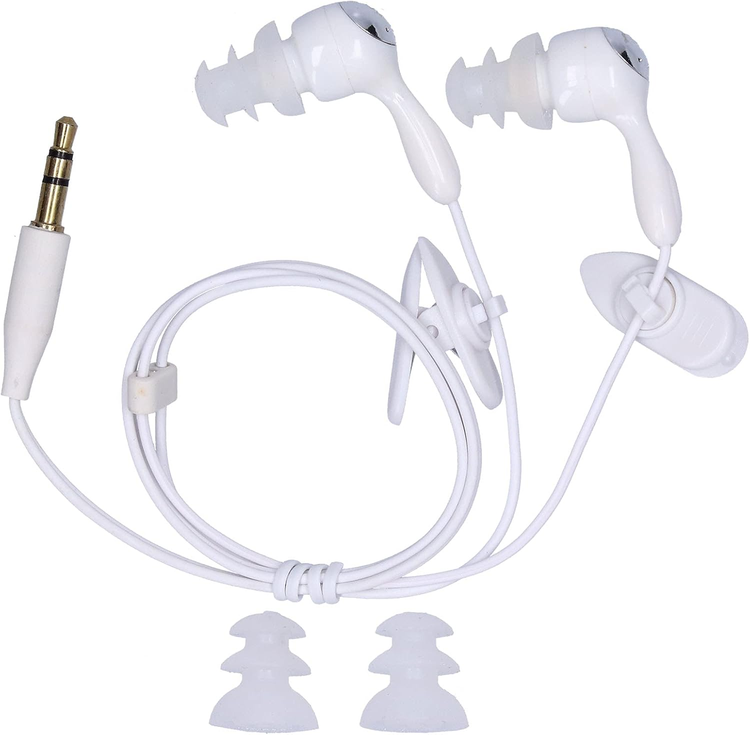 Waterproof Sports Short Cable Headphones for Swimming and Underwater Activities, In-Ear Style, Noise Cancel Ling Earbuds for MP3 Players (Black)