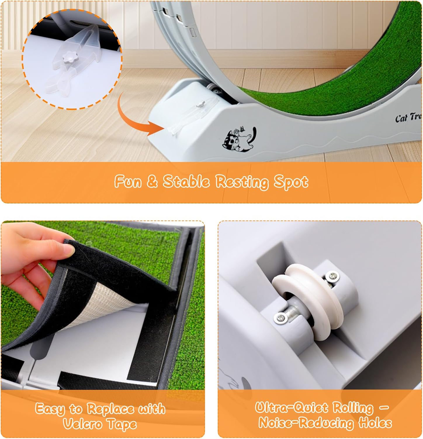 Cat Toy Exercise Wheel, Cat Wheel Running, Feline Spinning Walking Training Circle with Detachable Carpet Plastic - Durable, Quiet & Fun for Indoor Cats - (80CM) image number 2