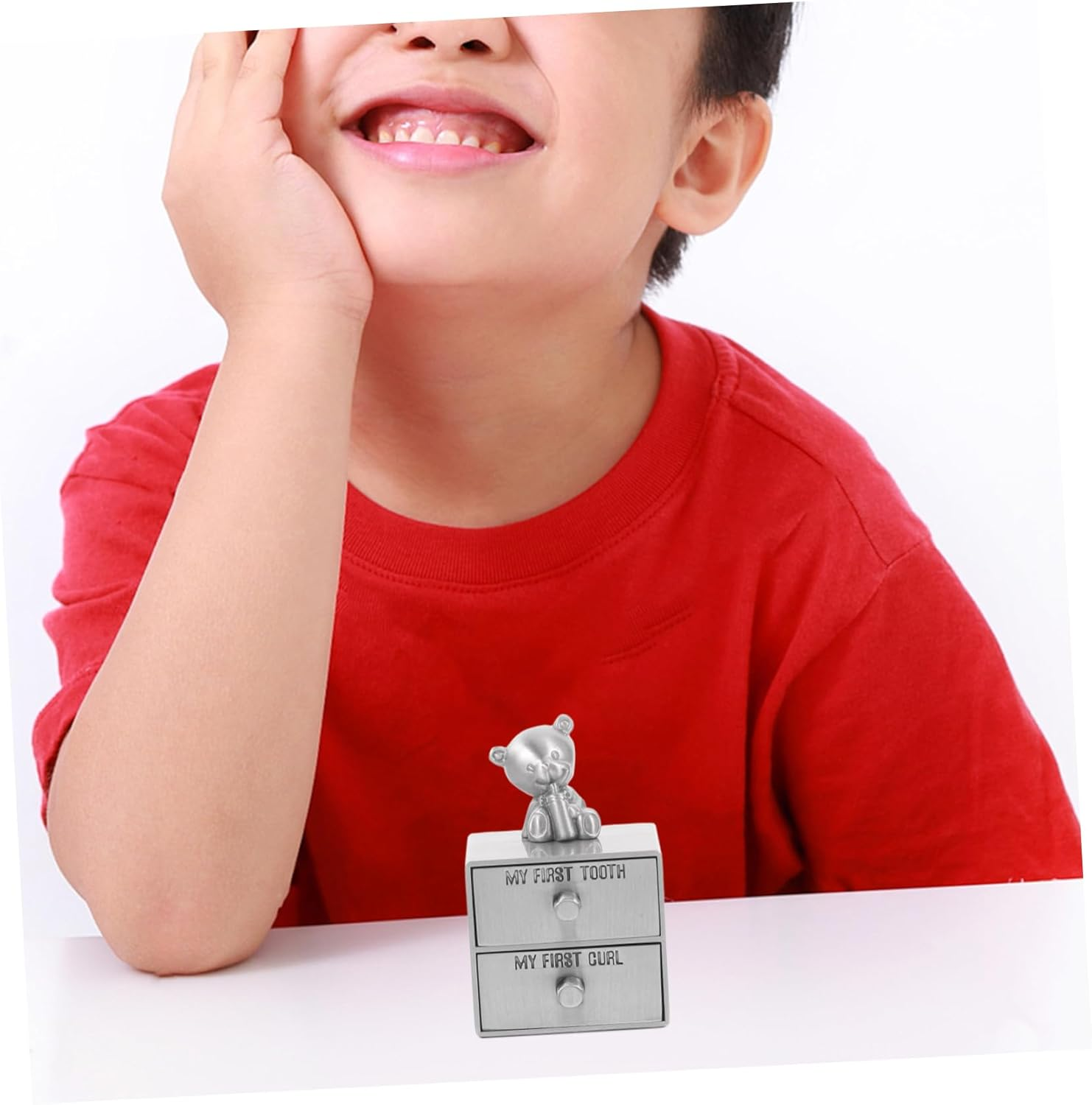 Metal Baby Tooth and Hair Keepsake Box First Tooth Curl Holder Organizer for Boys and Girls for Baby Memory image number 6