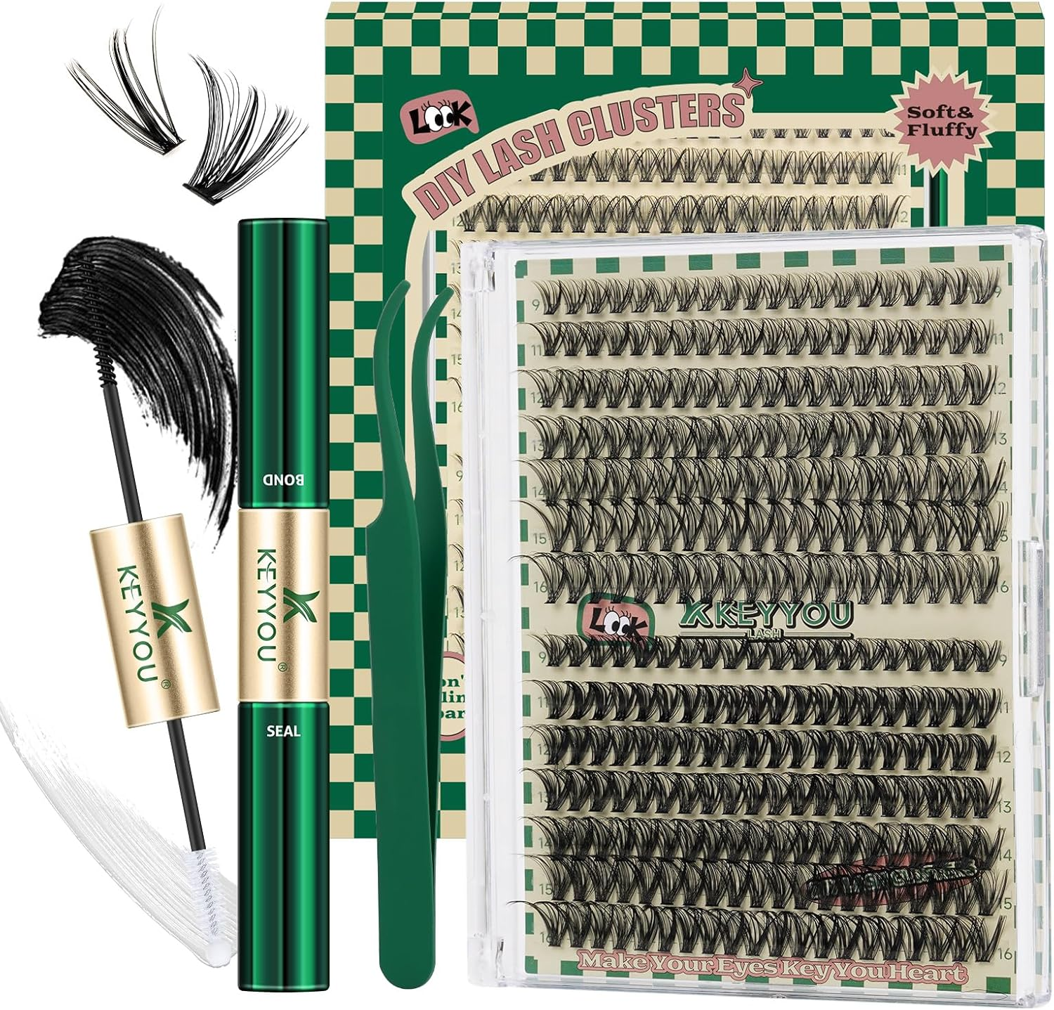 Lash Extension Kit 280Pcs 30D&40D 9-16Mixed Eyelash Extension Kit Wispy Individual Lashes DIY Lash Clusters Kit with Lash Bond and Seal Lash Applicator for Beginner at Home(Kit-30D&40D-9-16Mix) image number 6