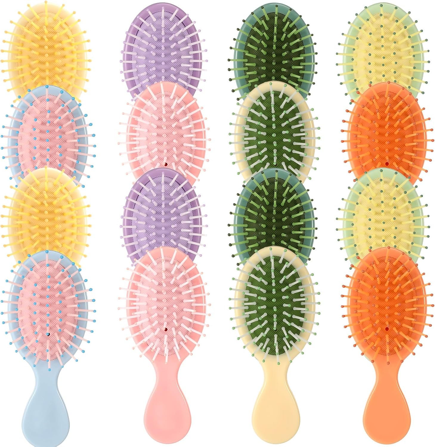 16 Pack Mini Wet Hair Brush Bulk Travel Detangling Brush Soft Bristles Wet Dry Hair Brush Kids Small Hair Brush for Kids Girls Multicolor