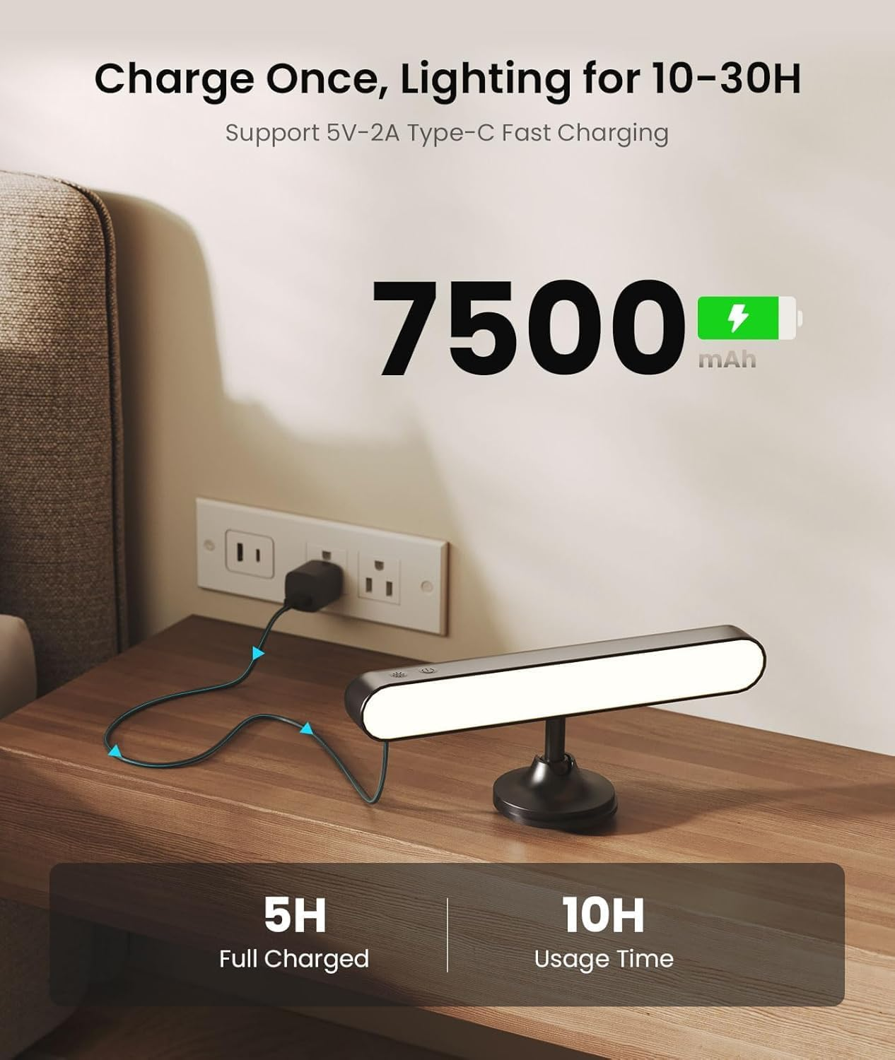 Rechargeable LED Wall Light | 7500Mah Wireless Remote Control Wall Sconce | 360 &deg;Rotating Touch Wall Lamp 3 Color Temperatures &15 RGB Colors | Wall Lights for Bedroom, Hallway, Stairs | 2 Pack