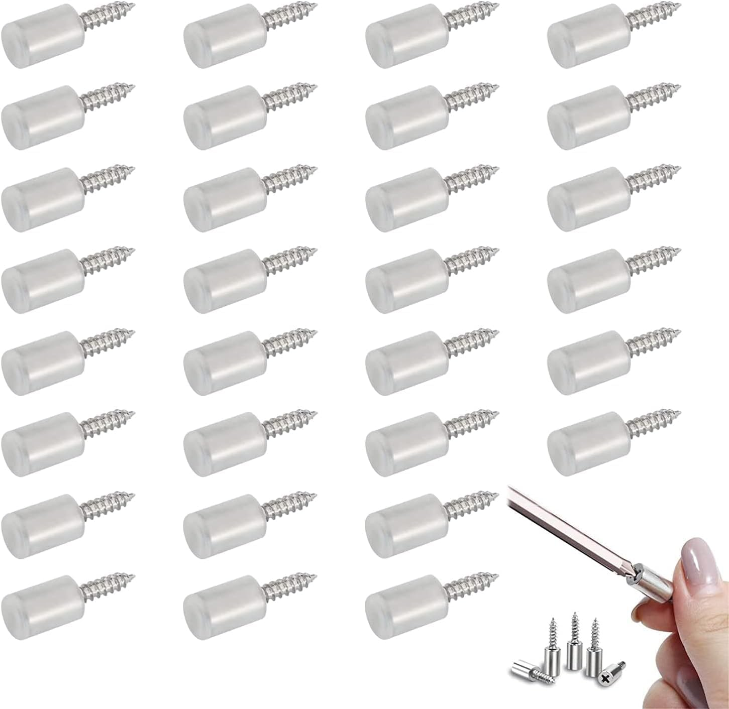 Cabinet Shelf Pegs Self-Tapping Screws, 36Pcs Self Tapping Cabinet Shelf Screws Self-Tapping Screws Cabinet Laminate Support Shelf Bracket Screws Pegs Shelf Support Pins with Covers,Transparent image number 4