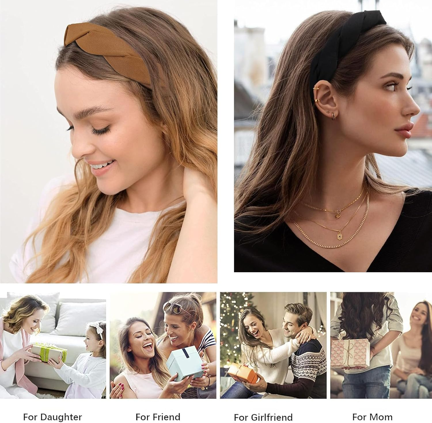 Rabbfit 3 Pieces Fashion Solid Headbands Wide Braided Headband Fabric Hair Bands with Tooth 3Cm Full Colors Weave for Women and Girls 3 Colors image number 3