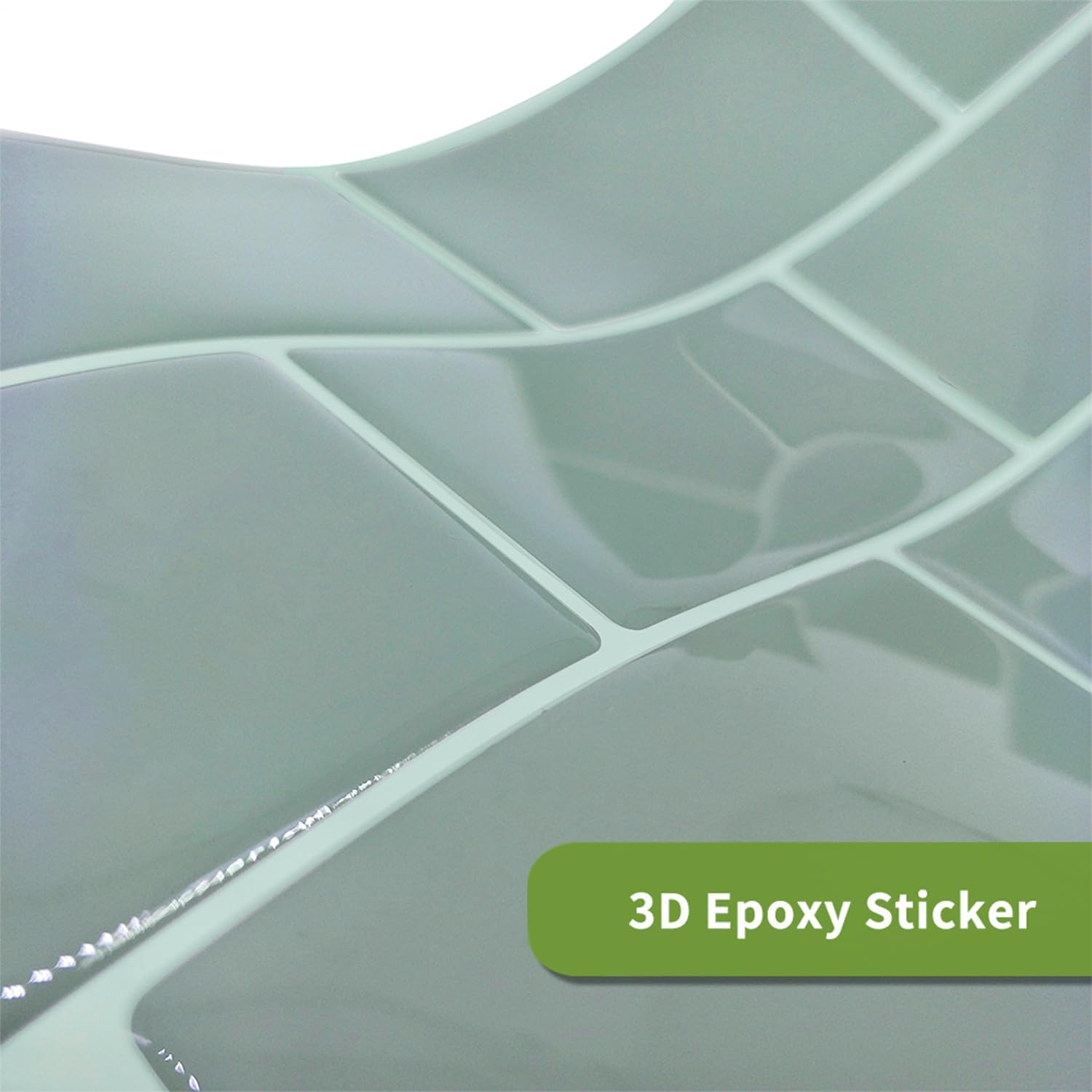 Neukids Pack of 10 30 X 13 Cm 3D Sage Green Tile Stickers, Kitchen Splashback, Adhesive Tiles, Green, 3D Tile Stickers, Waterproof, Beautiful, Kitchen, Bathroom, Laundry Room, Motorhomes, Travel image number 2