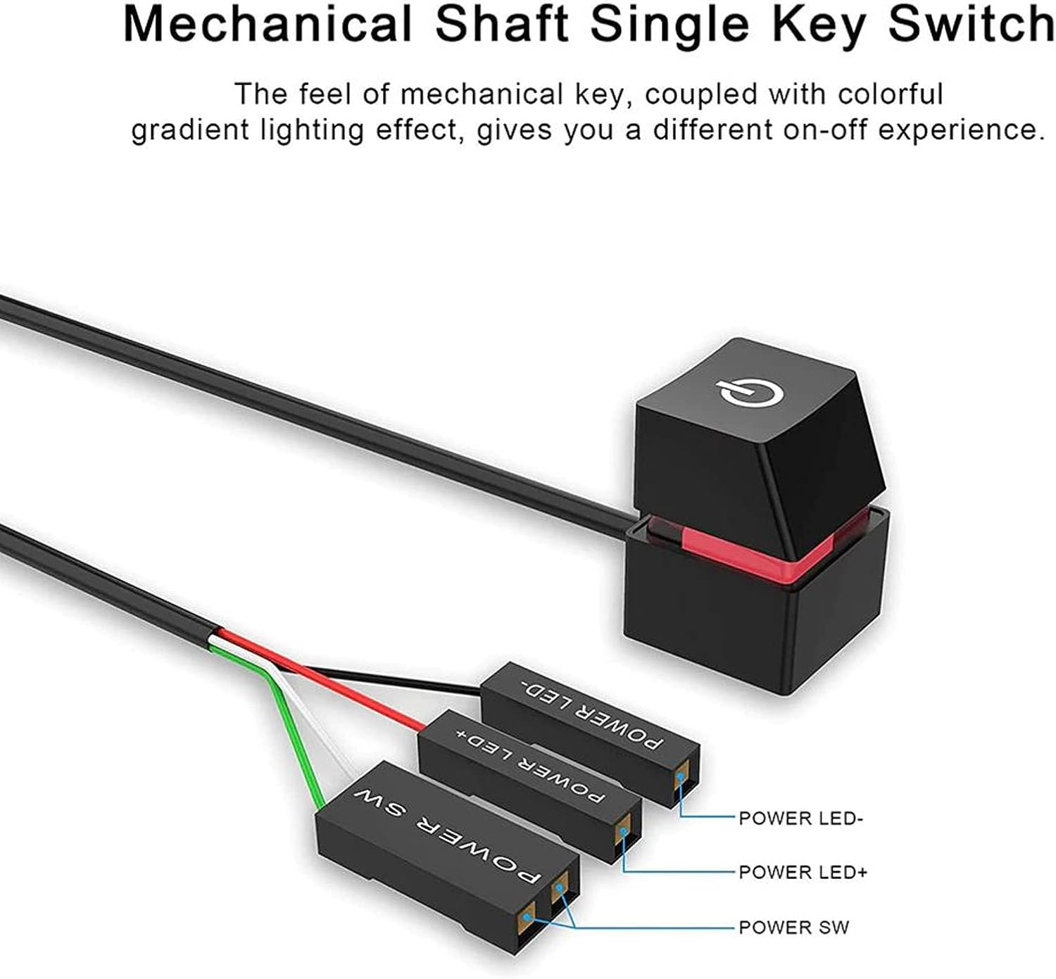 Ejoyous Desktop PC Power Button Extension (6.6Ft/2M) ABS Material, Blue Mechanical Switch 7 Color Gradient Light, for Home/Office/Internet Cafe with Installation Accessories