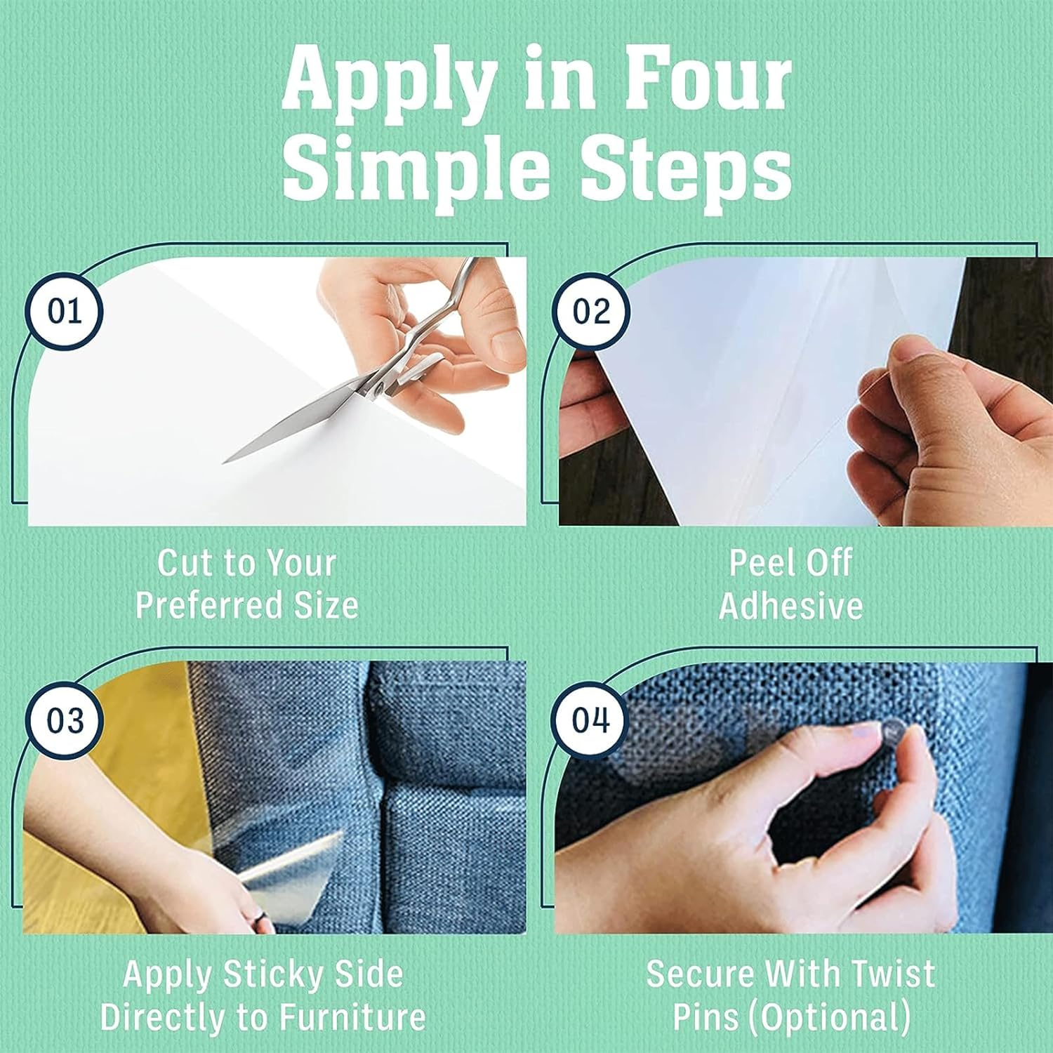 Cat Scratch Furniture Protector - Pack of 15, Adhesive Clear Cat Training Couch Protector - Plastic, Used as a Heavy-Duty Scratch Resistant Cat Protector for Sofas and Doors image number 5