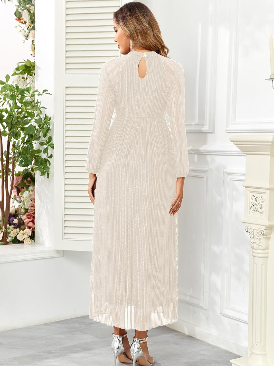 CYCLAMEN Formal Maternity Dress Sparkly Halter Neck A-Line Maxi Gown Baby Shower Pregnancy Photoshoot Wedding Guests image number 5