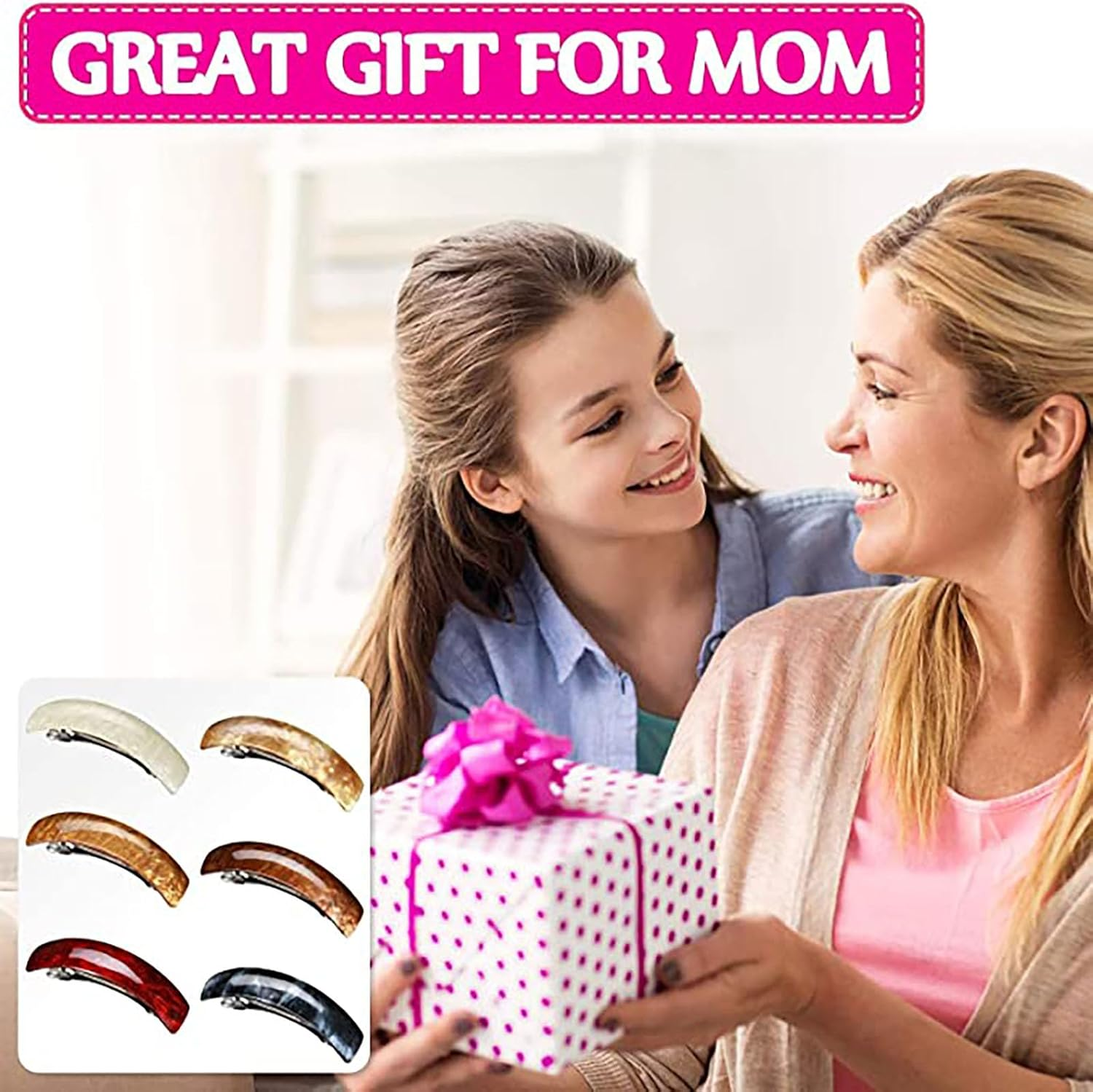 QYINXIU 6 Pieces Retro Acrylic Hair Clips, Hair Barrettes for Women, 6 Pieces Retro Large Hair Clips, Womens Hair Accessories, Hair Clasps, Small Hair Clips for Women