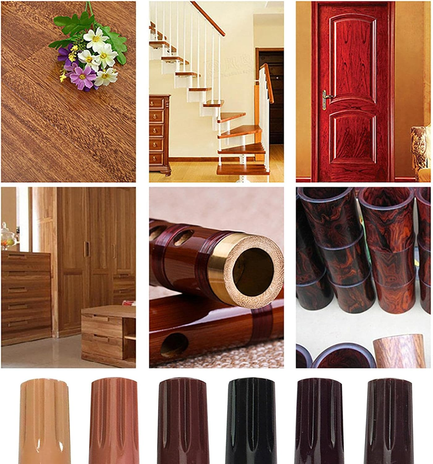 Wood Markers Furniture Repair | 6 Colors Wood Markers for Scratches | Kit, Wood Scratches Repair Kit for Wooden Floor Door Furniture Cabinet B/ image number 2