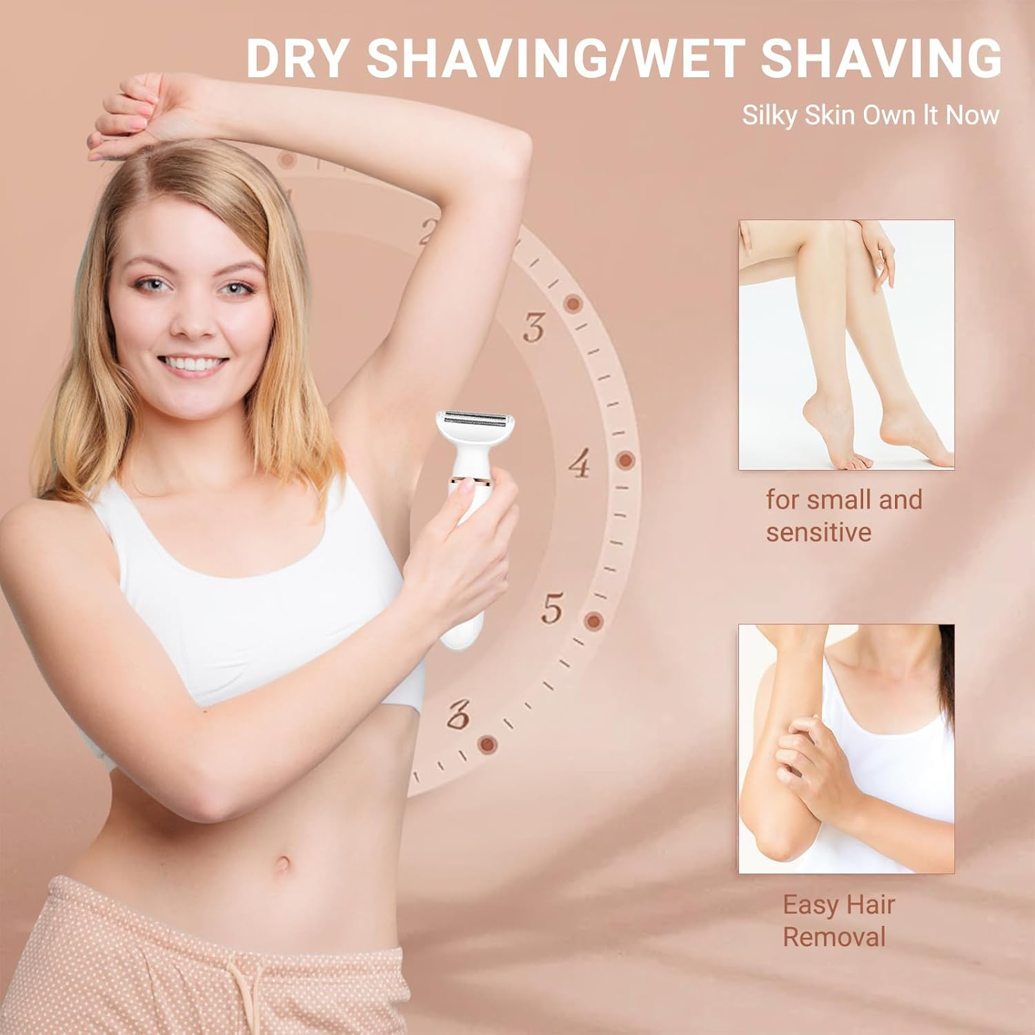 LIWEGHT Electric Razor: Ultimate 4-In-1 Women'S Painless Body & Facial Hair Shaver, Multifunctional Shaver & Trimmer - Rechargeable for Smooth Skin on Face, Arms, Body, Legs, Underarms & Bikini Area image number 5