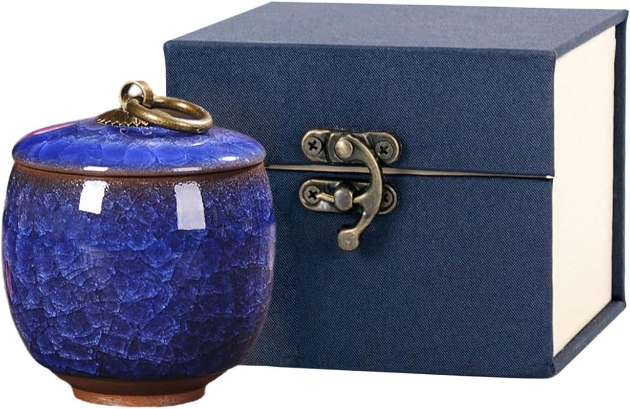 AIMALL Small Ceramic Urns for Human Ashes, Hand-Kiln Glazed Memorial Keepsake, Secure Seal, Holds 5.5 Cubic Inches, Decorative