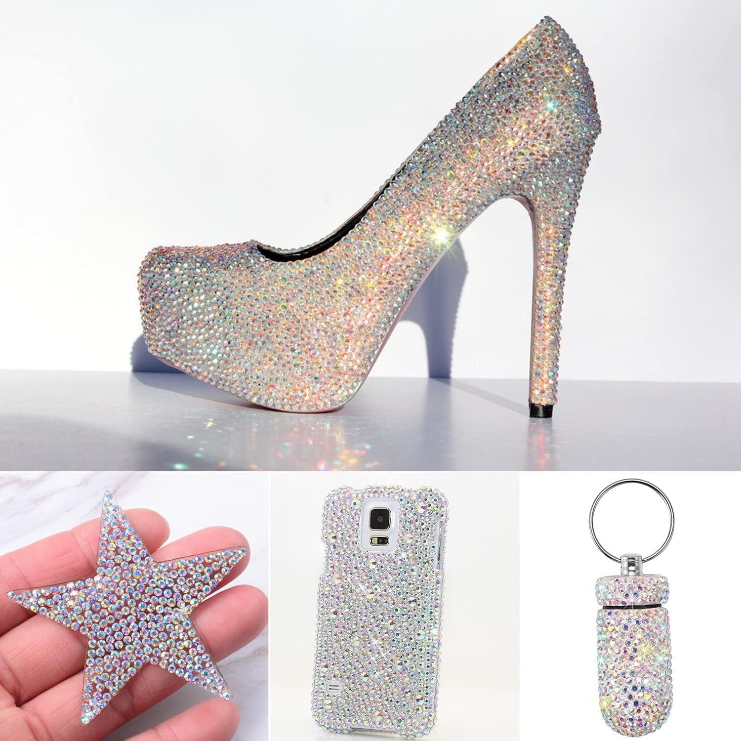 Tiny Nail Rhinestones 5000Pcs 1.2Mm Mini Pixie AB Glass Crystals for Nail Art Manicure Iridescent Long Lasting Shine Small Rhinestone Micro Dust Glitter Caviar Bead Sugar Gem (2.4Mm AB) image number 1